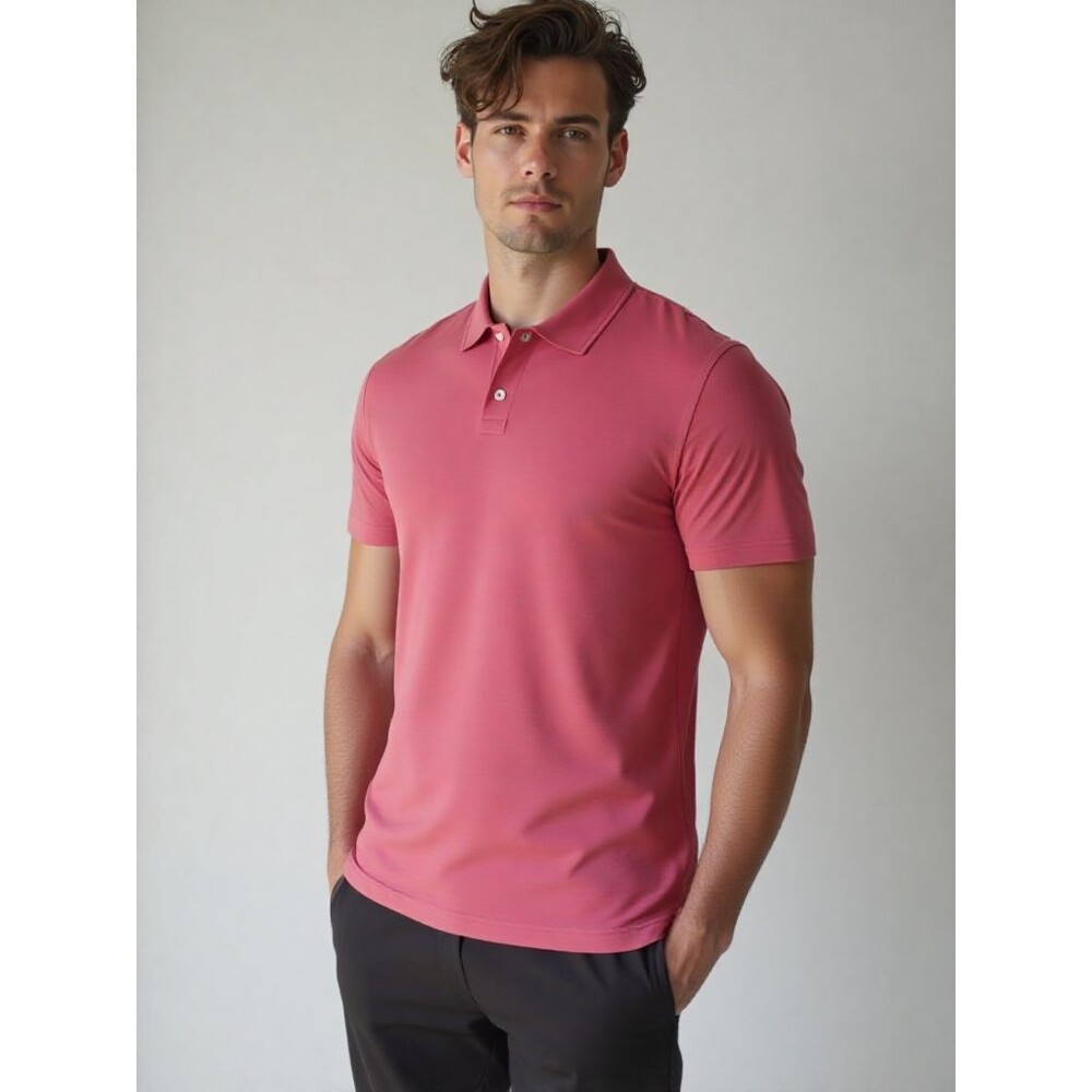 BLOOMINGDALES Polo Shirt Mens XL Pink Supima Cotton Pullover Short Sleeve